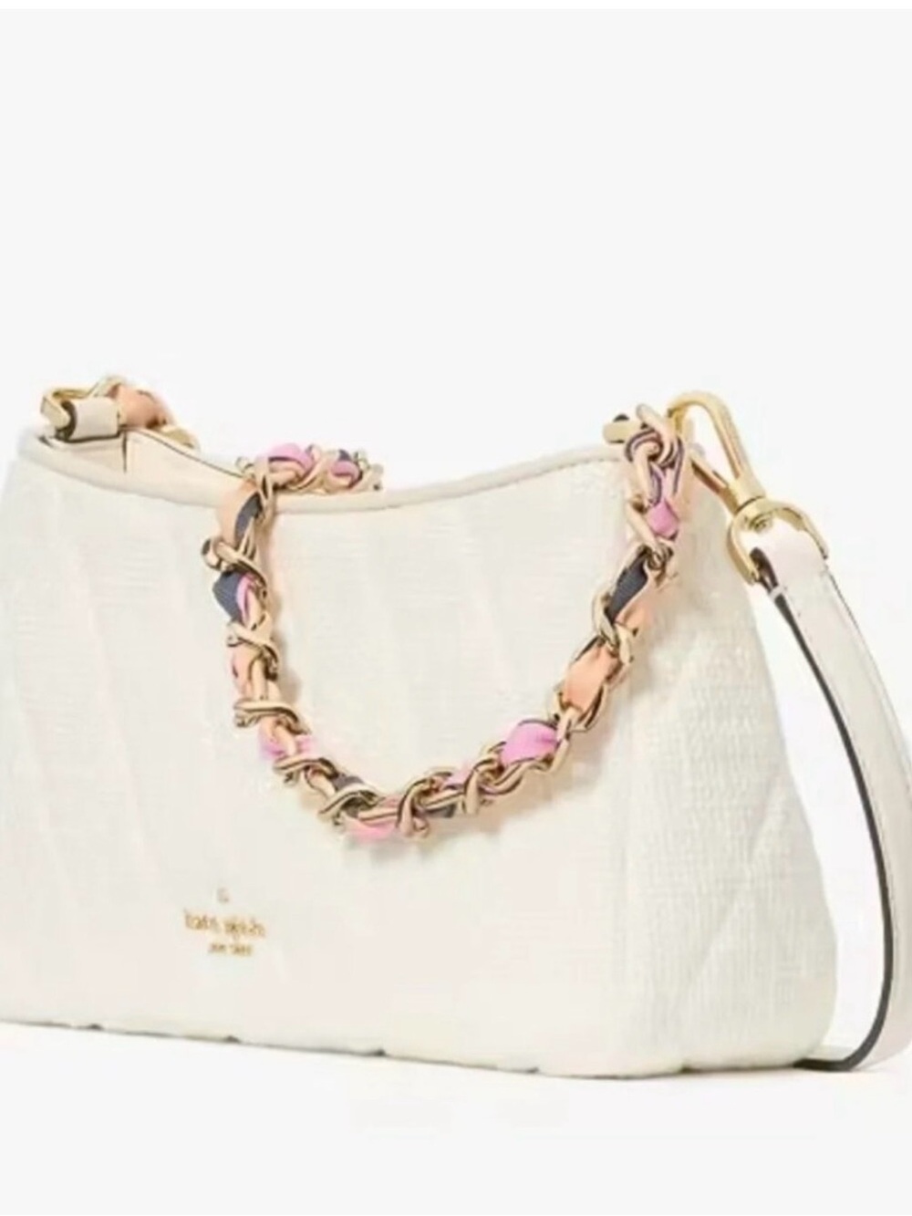 Kate Spade Cream Shoulder / Crossbody Bag with Pink & Peach Chain